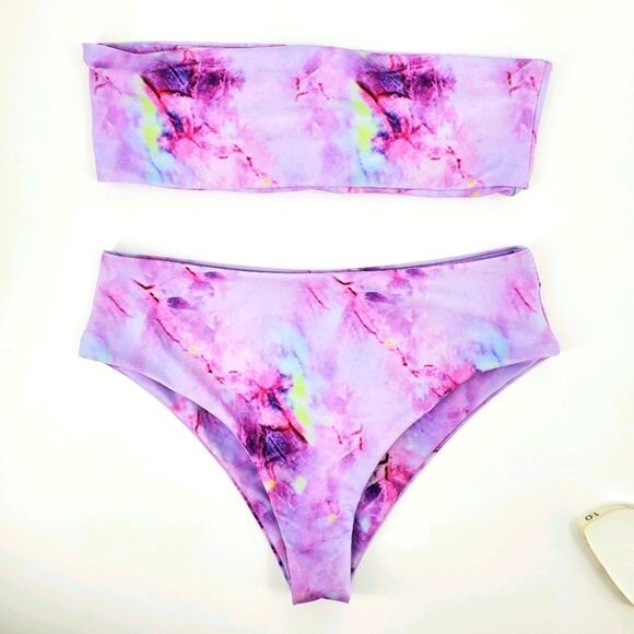 Zaful Other - Zaful bandeau tie dye style bikini sz 4